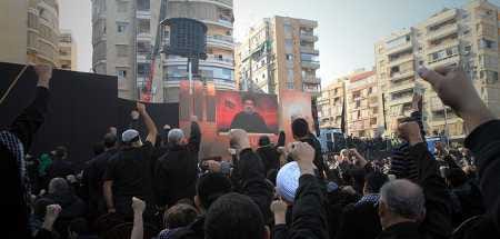 Crowds in south Beirut watch as Sayyed Nasrallah gives Ashura speech